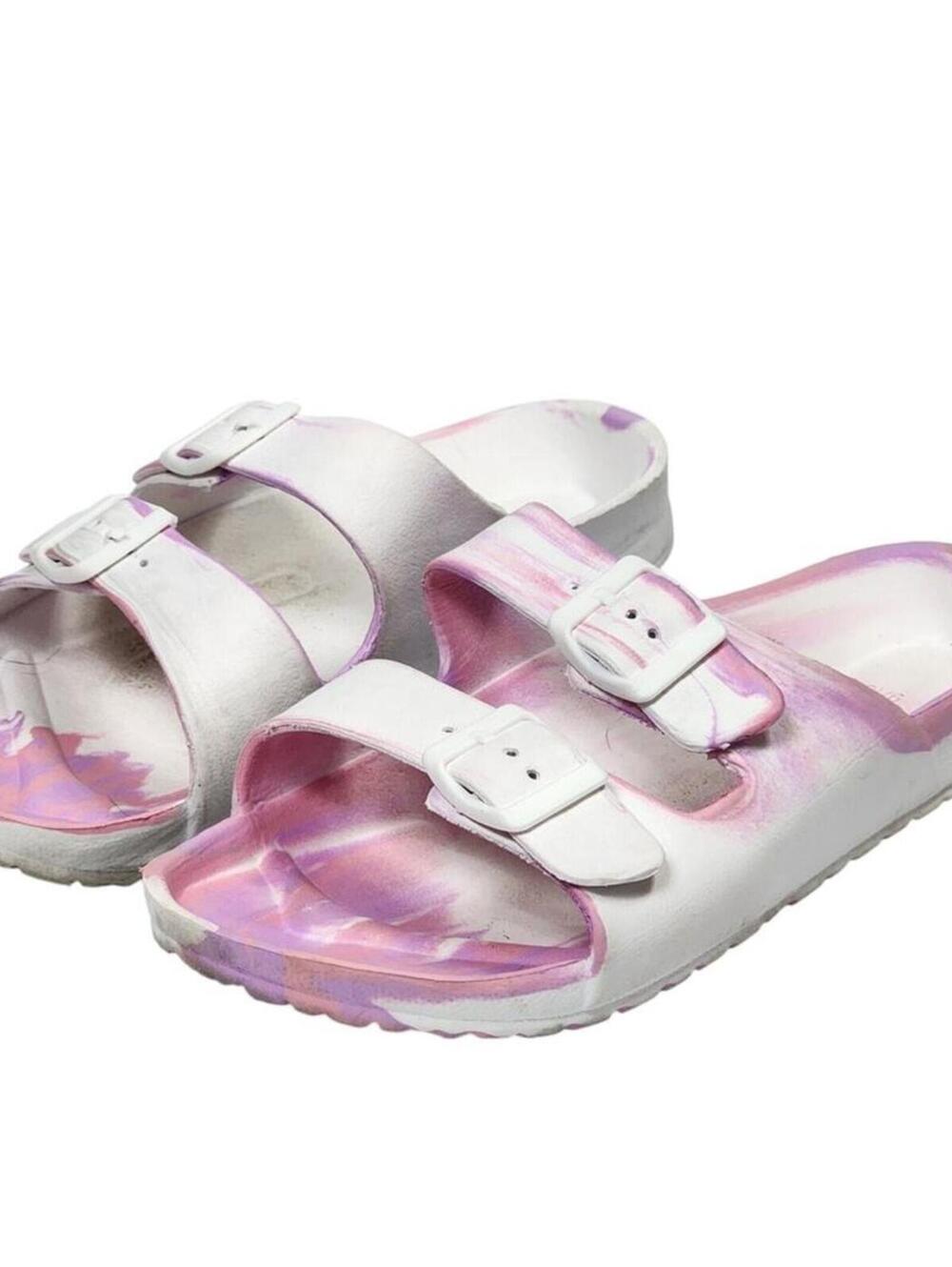 Pink White Tie Dye Size 9 10 Sandals Shoes